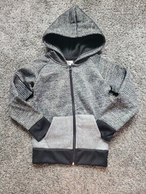 Copper Denim Gray Colorblock Hooded Zip Sweatshirt Pockets Size 5T